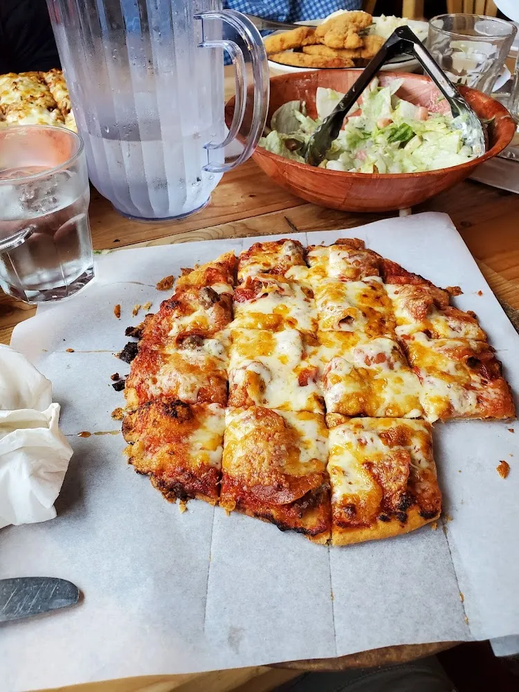 Liberty Bell's Caesar Salad with a Pepperoni and Sausage Pizza
